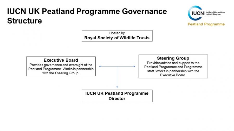 Diagram showing governance of the IUCN UK Peatland Programme