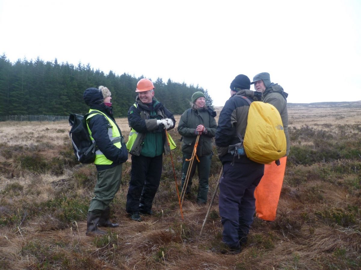 Galloway Fisheries Trust, Forest Enterprise Scotland, Crichton Carbon Centre and Scottish Natural Heritage assessing peatland condition in the Fleet Catchment.
