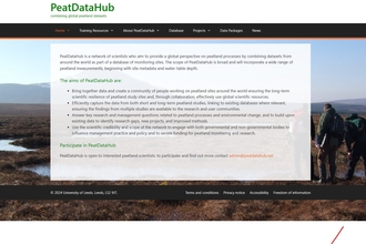Screenshot PeatDataHub home page.