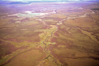 Blanket mire mosaic of blanket bog and fen, Caithness.