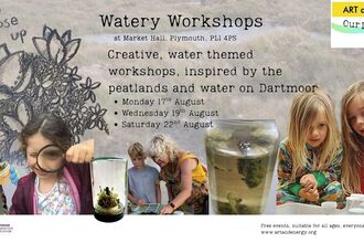 Flyer for workshops featuring pictures of children looking at mosses