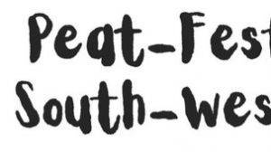 Peat-Fest South-West logo showing a hand holding some Sphagnum moss and two figures holding hands
