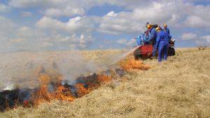 Line of fire being set by a vehicle with people on the back as part of swaling. Credit Heather Lowther (Creative Commons)