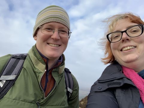 Chris Atkinson and Kat Hopwood-Lewis, Natural England on a site visit in South Yorkshire