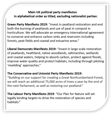 Peatland excerpts from UK main political party manifestos