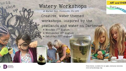 Flyer for workshops featuring pictures of children looking at mosses