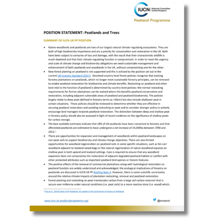 Position Statement: Peatlands and Trees cover