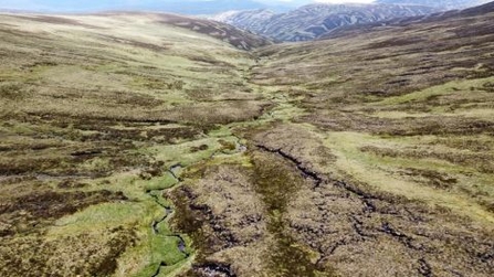 Aerial image of a peatland landscape at Mar Estate.