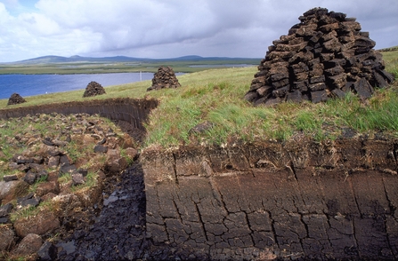 Peat cutting and stacking on North Uist
