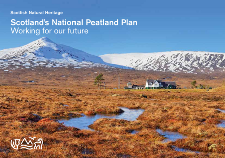 Scotland's National Peatland Plan - front cover: View of Rannoch train station and Rannoch Moor in the background