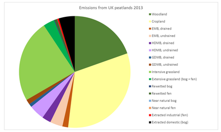 Pie chart showing contribution of individual ‘Tier 2’ peat condition categories