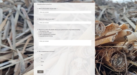 Screenshot of Paludiculture call for evidence for Peatland Code survey