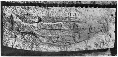 Carved salmon from the Abri du Poisson cave in Dordogne, France.