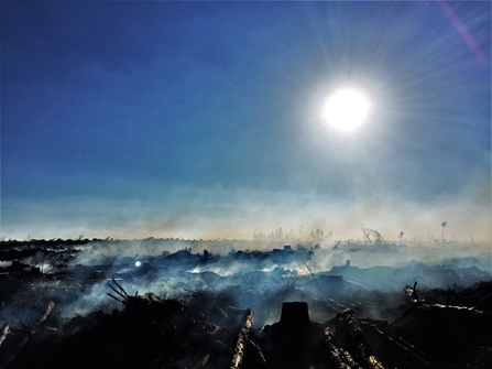 Smouldering wildfire in Caithness, Scotland