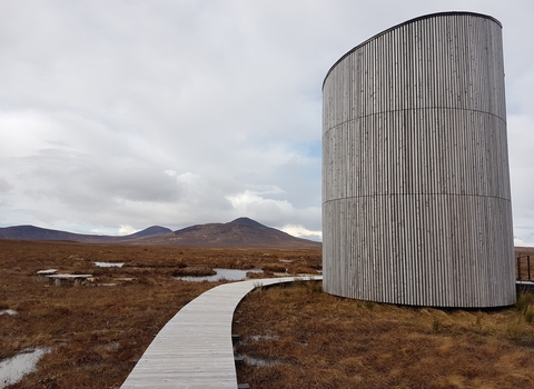 The viewing tower at Forsinard Flows National Nature Reserve. 